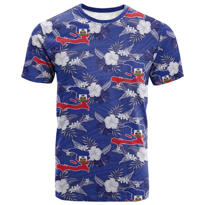 Afro-Haitians T-Shirt Ayiti Map and Rose Kayenn Tropical Style Graphic Tee