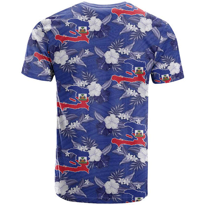 Afro-Haitians T-Shirt Ayiti Map and Rose Kayenn Tropical Style Graphic Tee