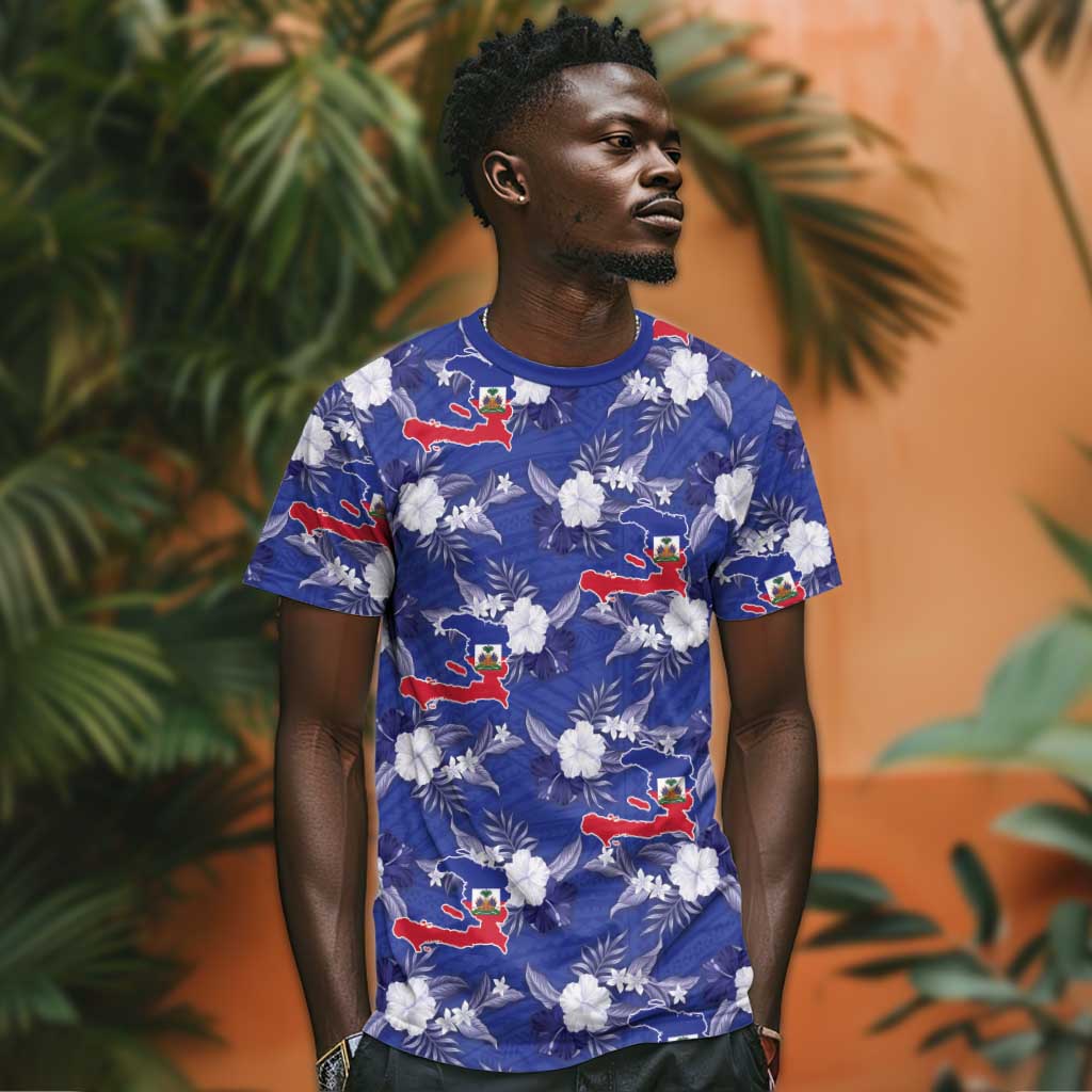 Afro-Haitians T-Shirt Ayiti Map and Rose Kayenn Tropical Style Graphic Tee