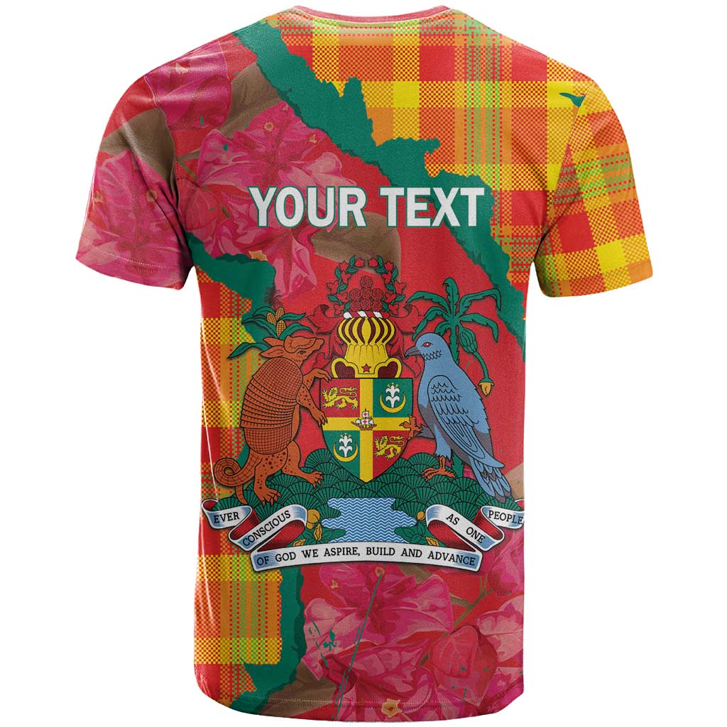 Grenada Independence Day Personalized T-Shirt Tropical Dove Bougainvillea Madras Pattern Graphic Tee