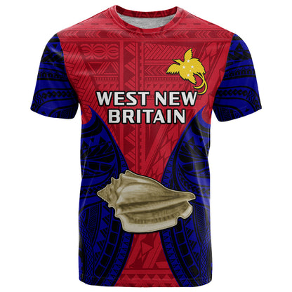 Custom Papua New Guinea T-Shirt West New Britain Province Mix Coat Of Arms Polynesian Art Graphic Tee
