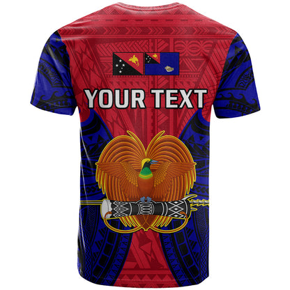 Custom Papua New Guinea T-Shirt West New Britain Province Mix Coat Of Arms Polynesian Art Graphic Tee