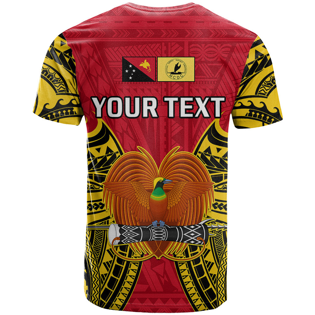 Custom Papua New Guinea T-Shirt National Capital District Mix Coat Of Arms Polynesian Art Graphic Tee