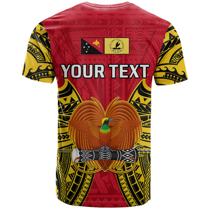 Custom Papua New Guinea T-Shirt National Capital District Mix Coat Of Arms Polynesian Art Graphic Tee
