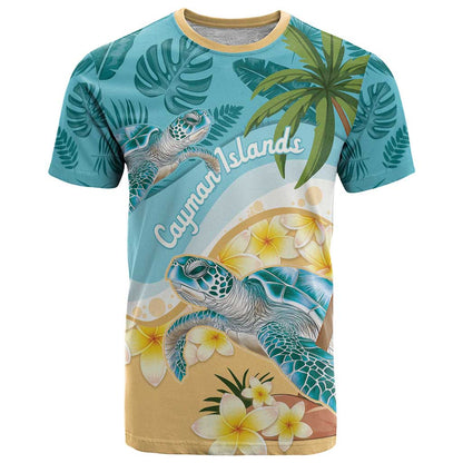 Cayman Islands T-Shirt Sea Turtle Plumeria Tropical Vibes Graphic Tee