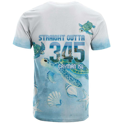 Cayman Islands 345 T-Shirt Sea Turtle Watercolor Style Graphic Tee