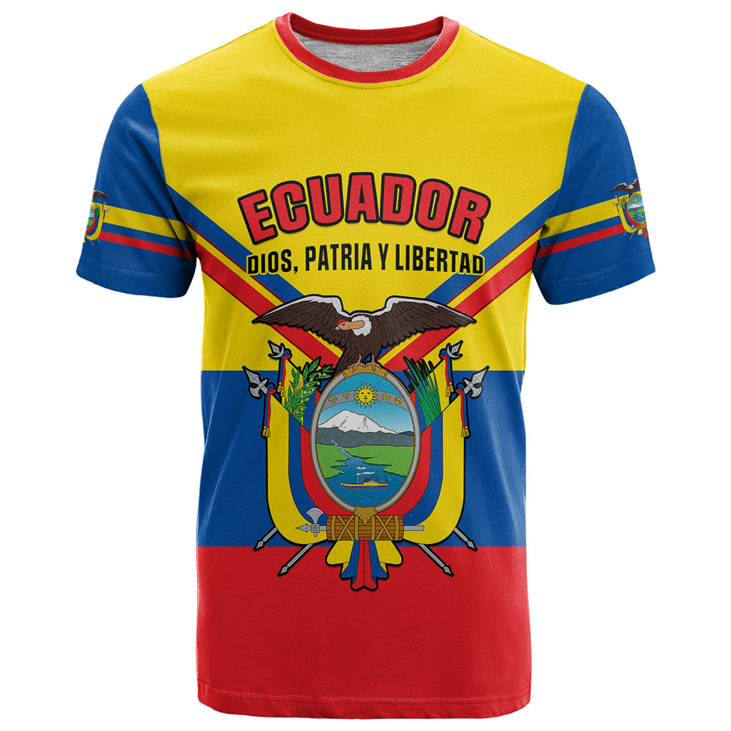 Personalised Ecuador T-Shirt Ecuadorian Coat Of Arms Yellow Version Graphic Tee