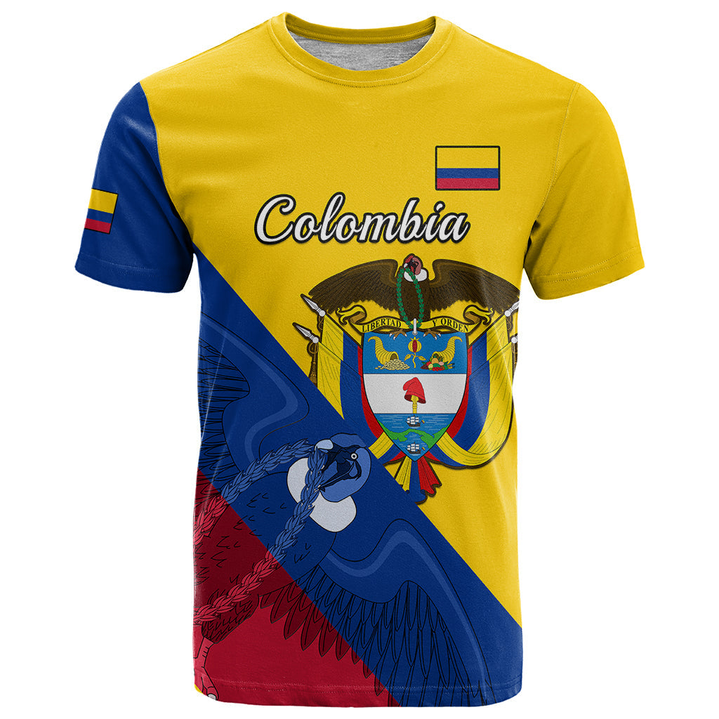 Personalised Colombia T-Shirt Colombian Coat Of Arms With Andean Condor Graphic Tee