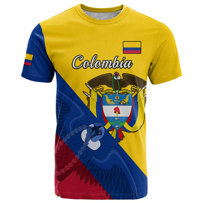 Personalised Colombia T-Shirt Colombian Coat Of Arms With Andean Condor Graphic Tee