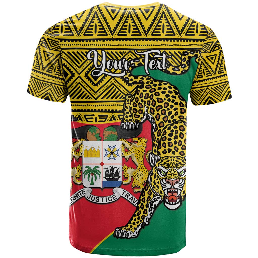 Personalised Benin National Day T-Shirt Coat Of Arms With Leopard African Pattern Graphic Tee