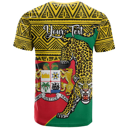 Personalised Benin National Day T-Shirt Coat Of Arms With Leopard African Pattern Graphic Tee