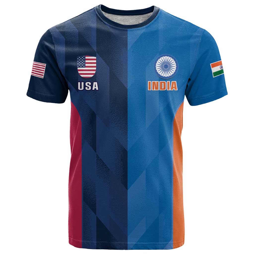 Custom USA and India Cricket T-Shirt 2024 Together Dynamic Style Graphic Tee