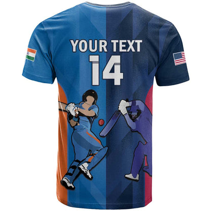 Custom USA and India Cricket T-Shirt 2024 Together Dynamic Style Graphic Tee