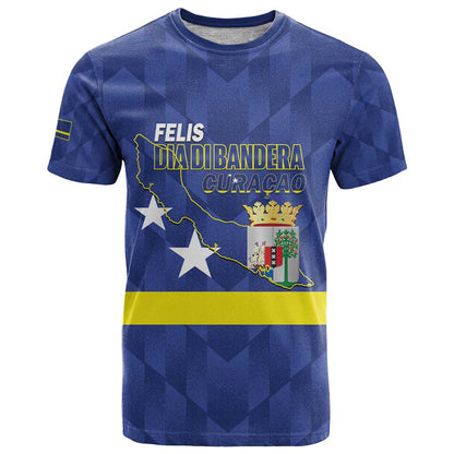 Felis Dia di Bandera Curacao T-Shirt Flag Proud Graphic Tee