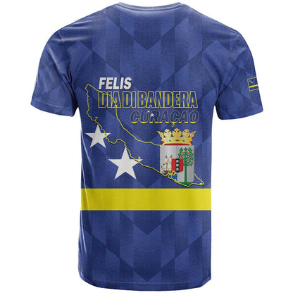 Felis Dia di Bandera Curacao T-Shirt Flag Proud Graphic Tee