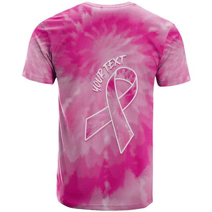 Personalized Breast Cancer Awareness T-Shirt Think Pink Tie Dye Ribbon Graphic Tee