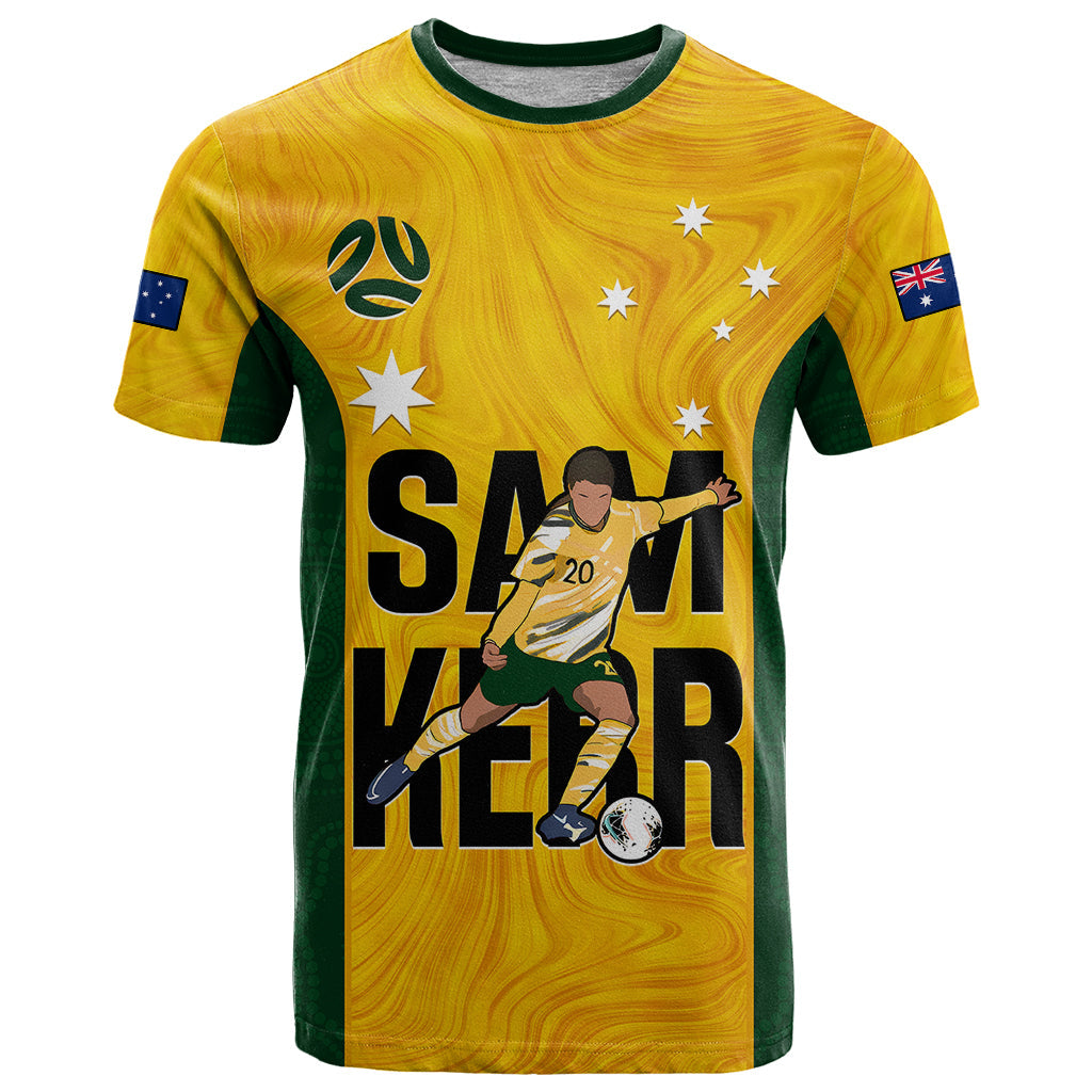 Australia Soccer T-Shirt Sam Kerr Matildas Proud World Cup Yellow Graphic Tee