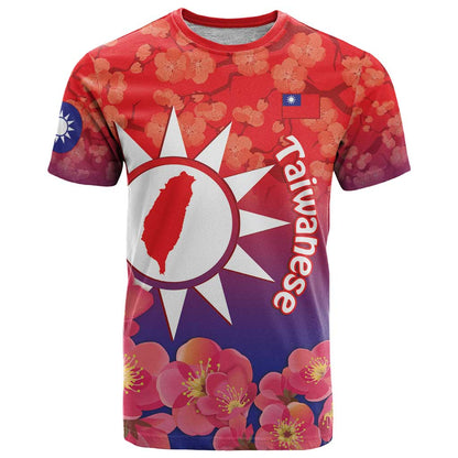 Personalised Taiwan T-Shirt Taiwanese Map Mix Prunus Mume Blossoms Graphic Tee
