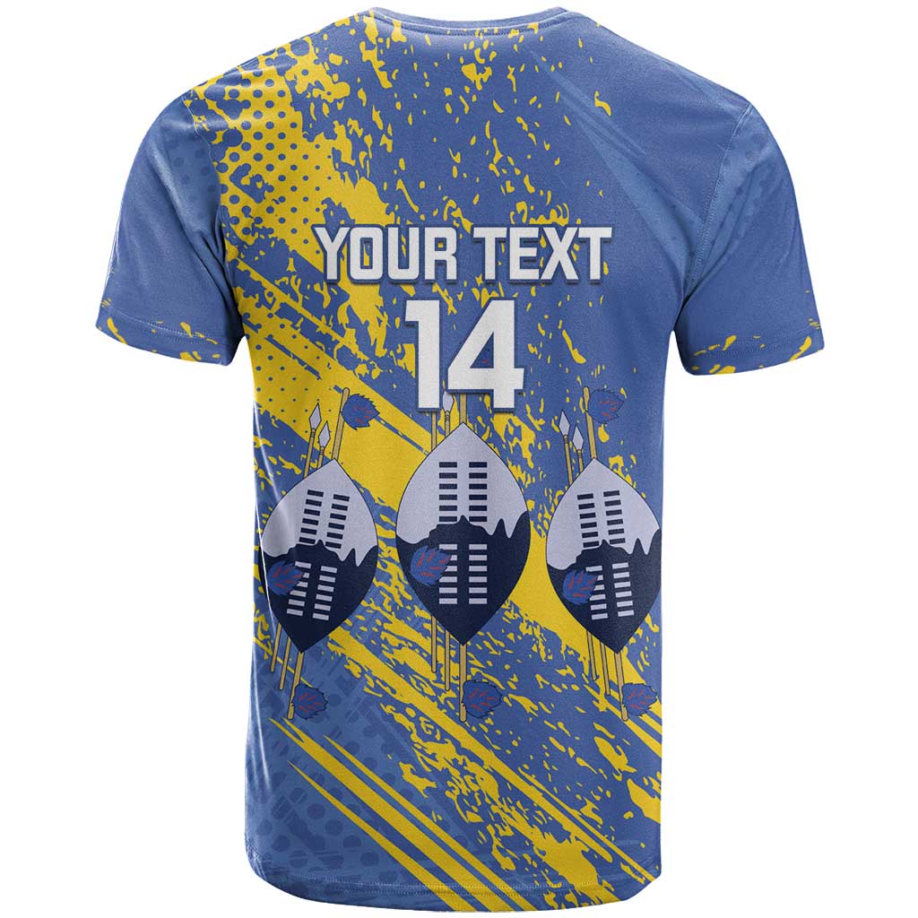 Eswatini Football Custom T-Shirt Sihlangu Semnikati Blue Graphic Tee