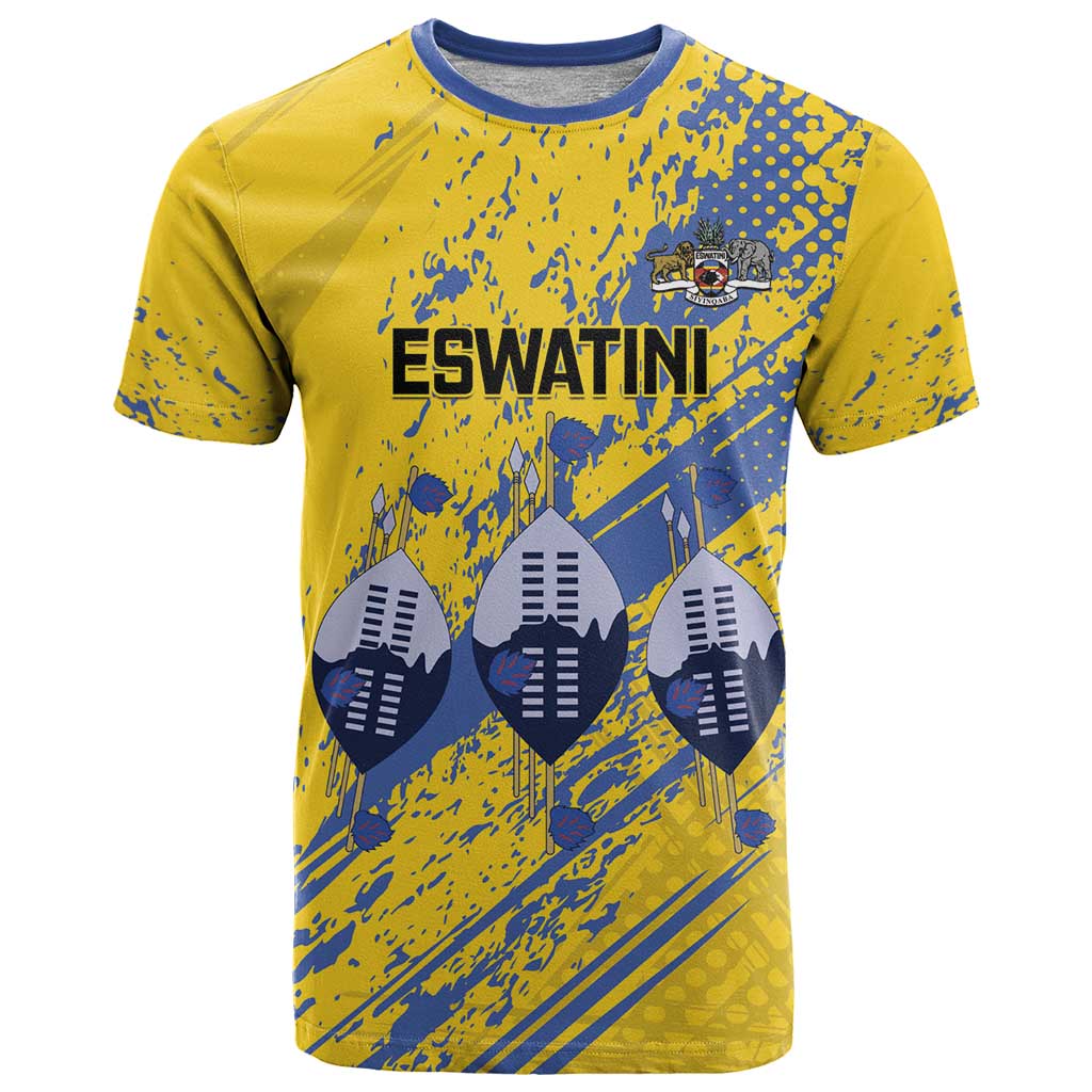 Eswatini Football Custom T-Shirt Sihlangu Semnikati Yellow Graphic Tee