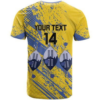 Eswatini Football Custom T-Shirt Sihlangu Semnikati Yellow Graphic Tee