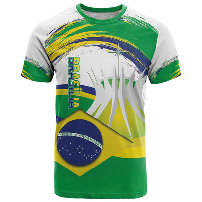 Brasilia Capital T-Shirt Brazil Flag Metropolitan Cathedral Graphic Tee