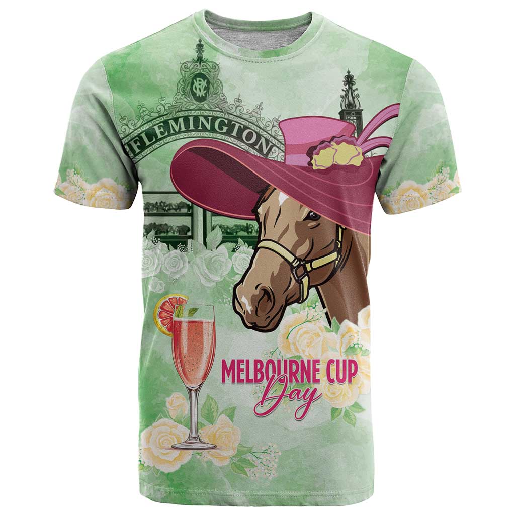 Australia Cup Melbourne Horse Racing T-Shirt Hats Heels & Horseshoes Yellow Roses Graphic Tee