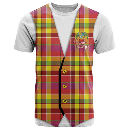 Personalized Dominica Creole Day T-Shirt Jounen Kweyol Red Madras Proud Graphic Tee