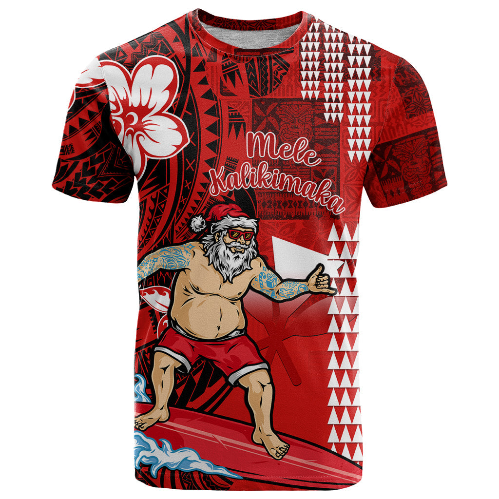 Personalised Hawaii Christmas T-Shirt Mele Kalikimaka Surfing Santa Claus Graphic Tee