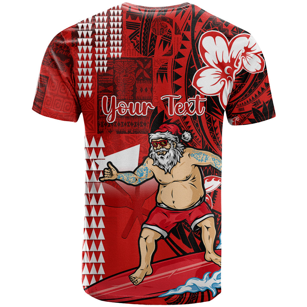 Personalised Hawaii Christmas T-Shirt Mele Kalikimaka Surfing Santa Claus Graphic Tee