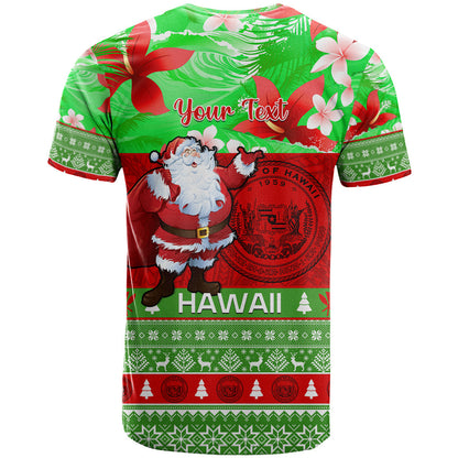 Personalised Hawaii Christmas T-Shirt Mele Kalikimaka Hawaiian Santa Tropical Vibes Graphic Tee
