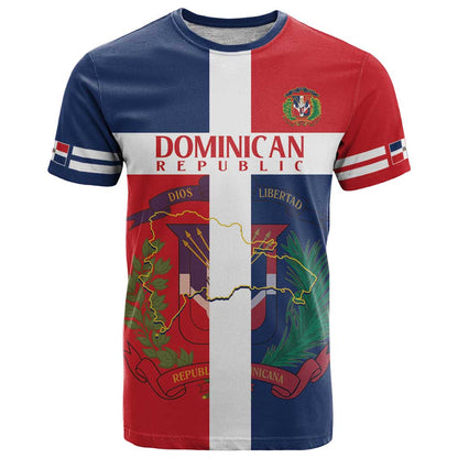 Custom Dominican Republic Football T-Shirt Go Champions Flag Style Graphic Tee