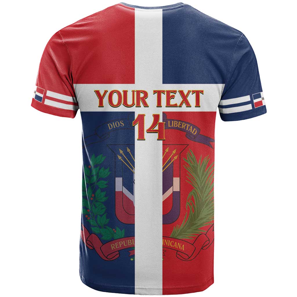 Custom Dominican Republic Football T-Shirt Go Champions Flag Style Graphic Tee