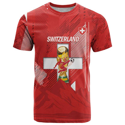 Switzerland Football Custom T-Shirt Go Nati Swiss Alps Grunge Style Graphic Tee