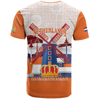 Netherlands King's Day T-Shirt Windmill With Nederland Pattern Graphic Tee