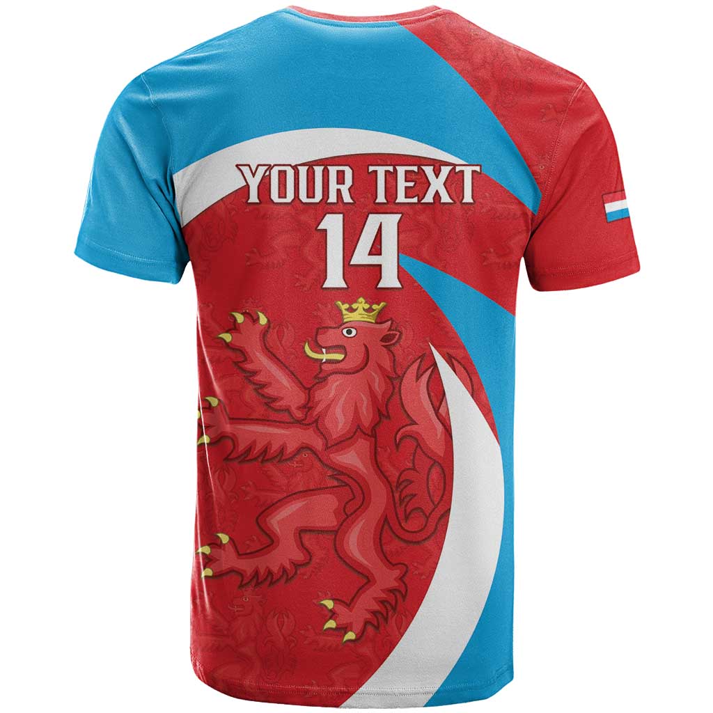 Custom Luxembourg Football T-Shirt Allez Les Lions Rouges Graphic Tee