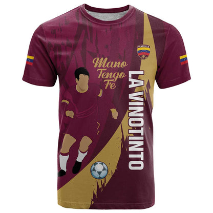 Custom Venezuela Football T-Shirt Mano Tengo Fe La Vinotinto Graphic Tee
