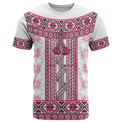 Ukraine T-Shirt Traditional Braided Rope Belt Pink Folk Pattern Graphic Tee