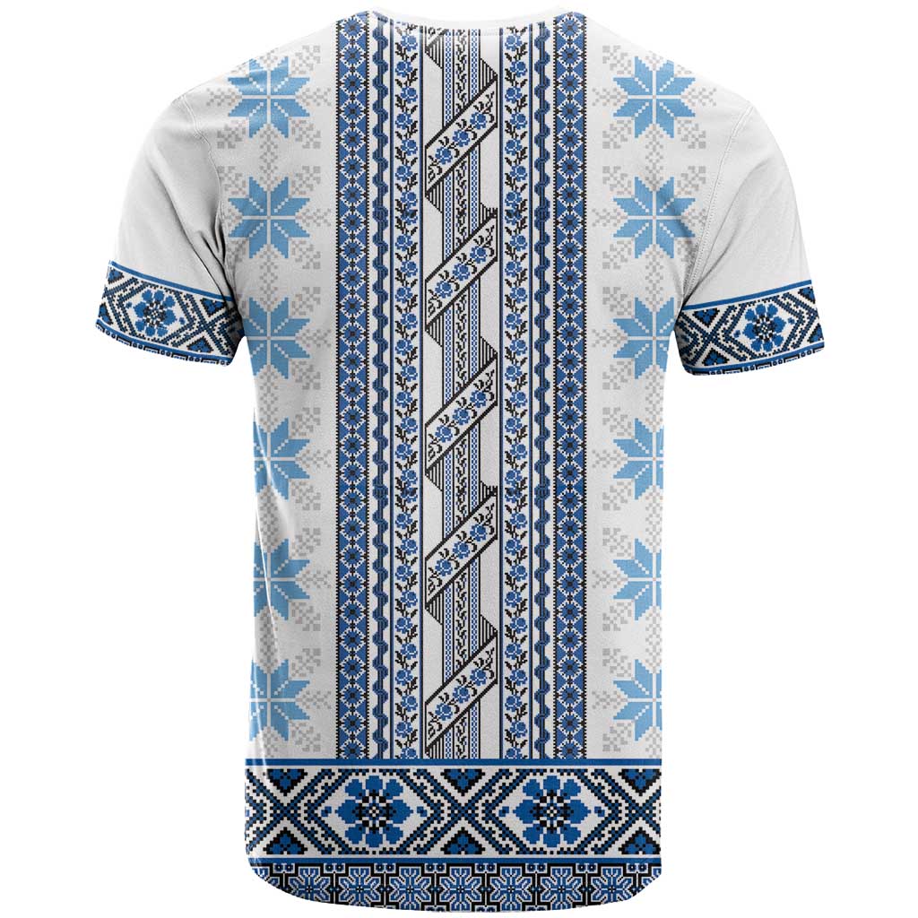 Ukraine T-Shirt Traditional Braided Rope Belt Blue Folk Pattern Graphic Tee