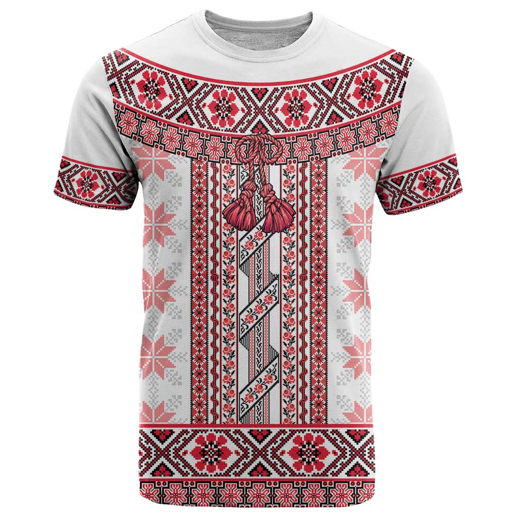 Ukraine T-Shirt Traditional Braided Rope Belt Red Folk Pattern Graphic Tee
