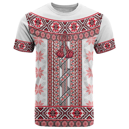 Ukraine T-Shirt Traditional Braided Rope Belt Red Folk Pattern Graphic Tee