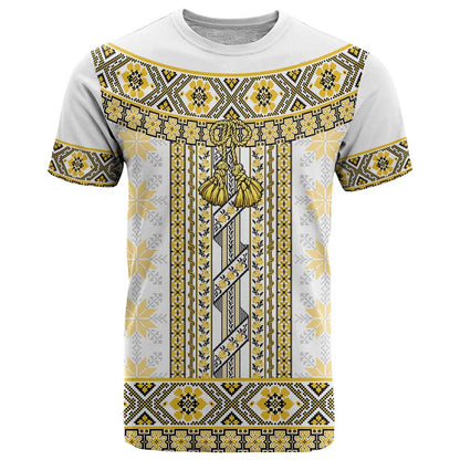 Ukraine T-Shirt Traditional Braided Rope Belt Yellow Folk Pattern Graphic Tee