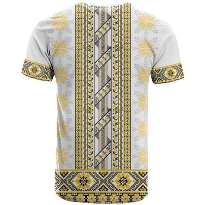 Ukraine T-Shirt Traditional Braided Rope Belt Yellow Folk Pattern Graphic Tee