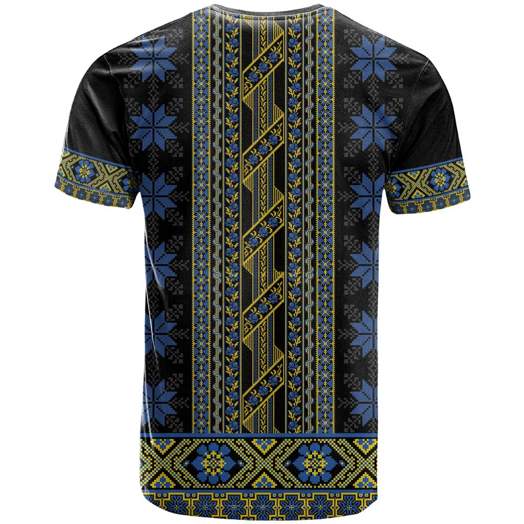 Ukraine T-Shirt Traditional Braided Rope Belt Folk Pattern National Color Graphic Tee