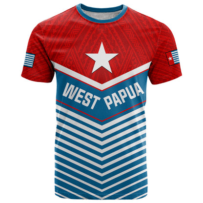 Custom West Papua T-Shirt Coat Of Arms And Morning Star Flag Graphic Tee