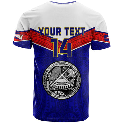Personalised American Samoa Football T-Shirt Polynesian Sporty Style Graphic Tee