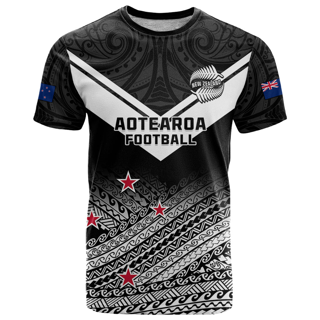 Aotearoa Football T-Shirt Go New Zealand Maori Fern Pattern Graphic Tee