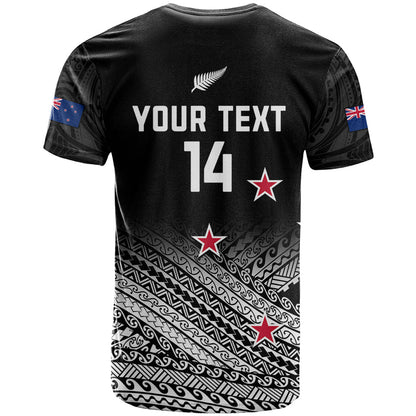 Personalised Aotearoa Football T-Shirt Go New Zealand Maori Fern Pattern Graphic Tee
