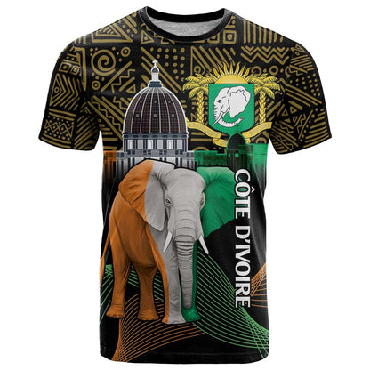 Personalized Cote dIvoire Independence Day T-Shirt Ivory Coast Elephant African Pattern Graphic Tee
