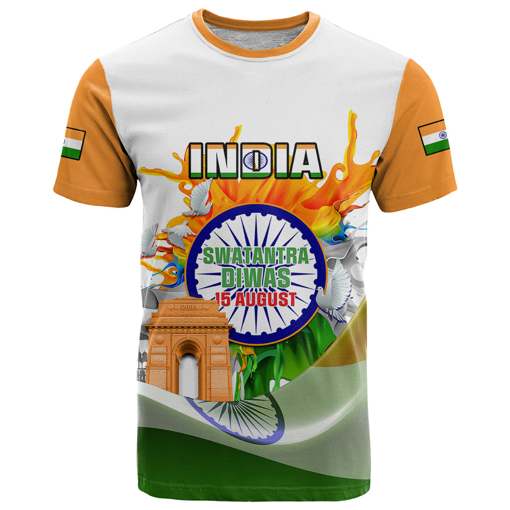 Custom India T-Shirt Swatantra Diwas Happy Indian Independence Day Graphic Tee